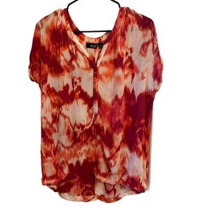 A.n.a Pink White Tie Dye High Low Blouse